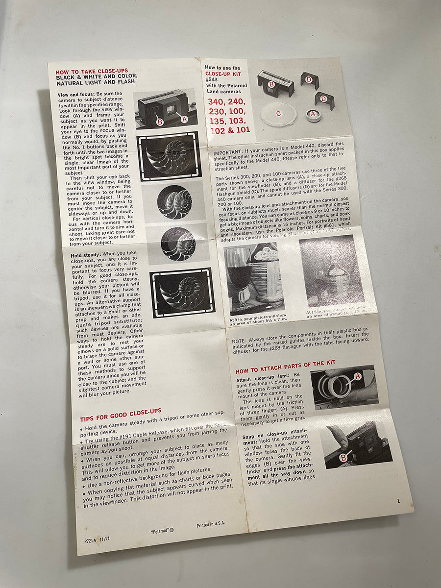 40112 | packfilm_z #543 closeup kit | P721A 11/72