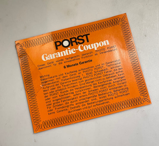 40111 | SX-70_box porst keystone warranty card german