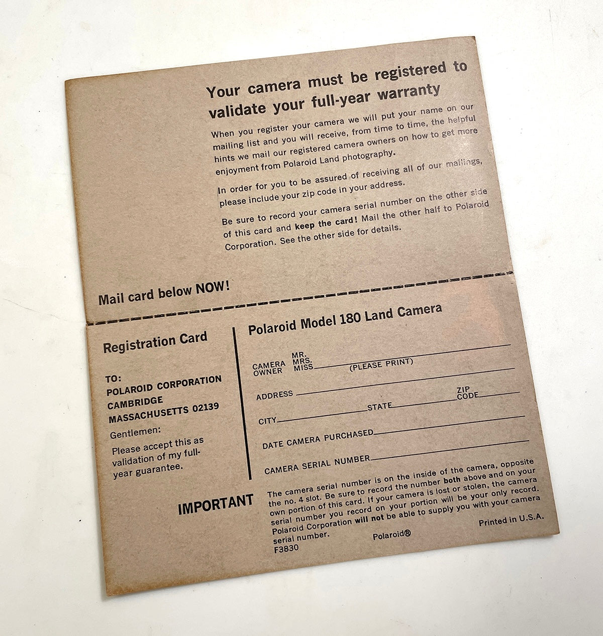 40111 | packfilm 180 reg card | F3830