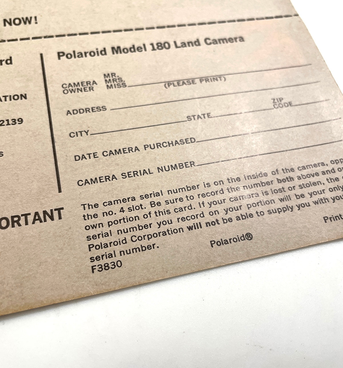 40111 | packfilm 180 reg card | F3830