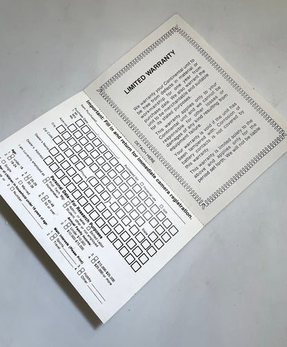 40121 | continental colorshot 2000 warranty card