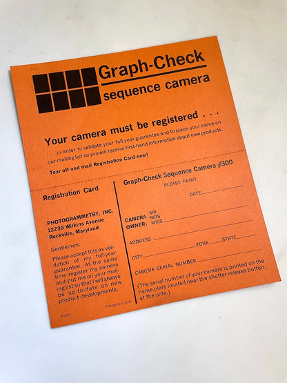 40113 | graph-check sequence camera warranty card | P-263
