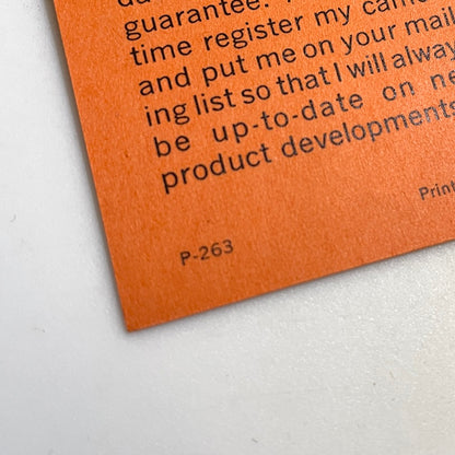40113 | graph-check sequence camera warranty card | P-263