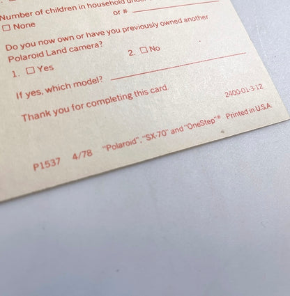 40111 | SX-70 reg card sonar onestep | P1537 4/78