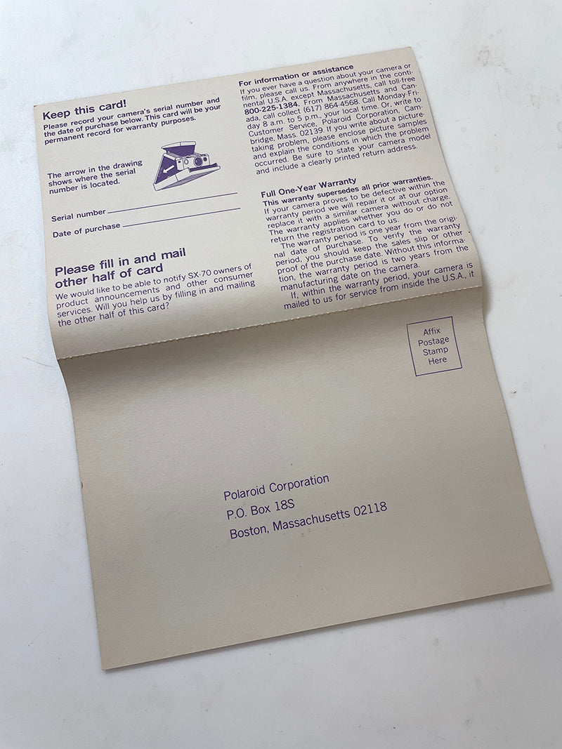 40111 | SX-70 reg card alpha 1 | P1271B 2/77