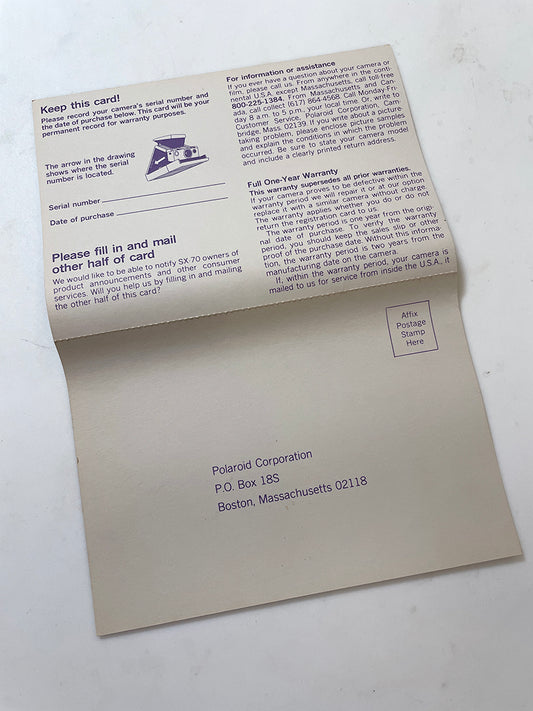 40111 | SX-70 reg card alpha 1 | P1271B 2/77