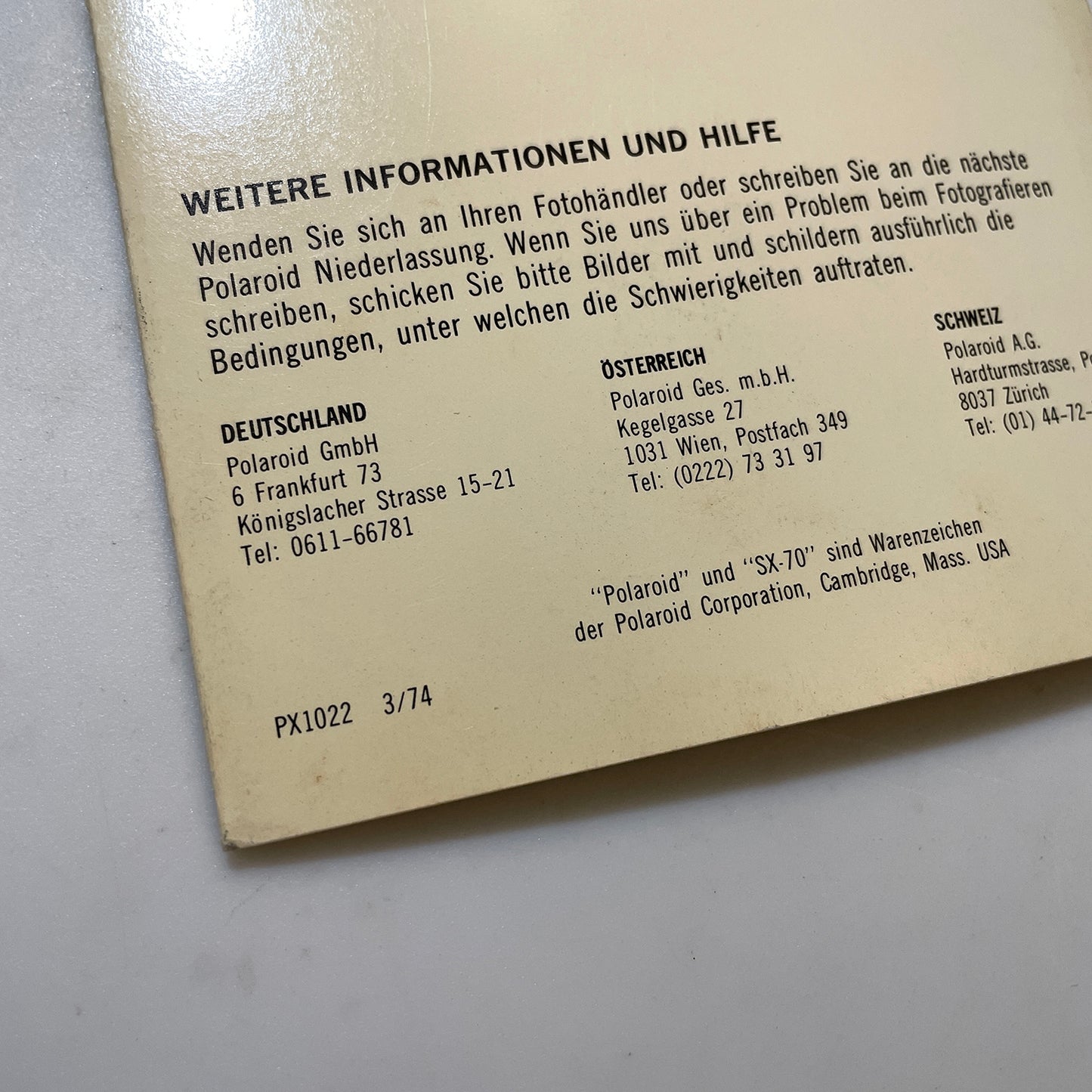 40112 | SX-70 opening and closing deutsch | PX1022 3/74