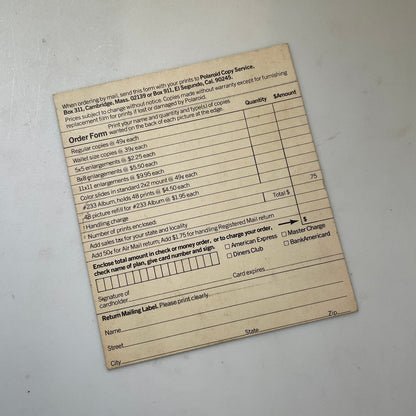 40111 | copy order card | P1062A