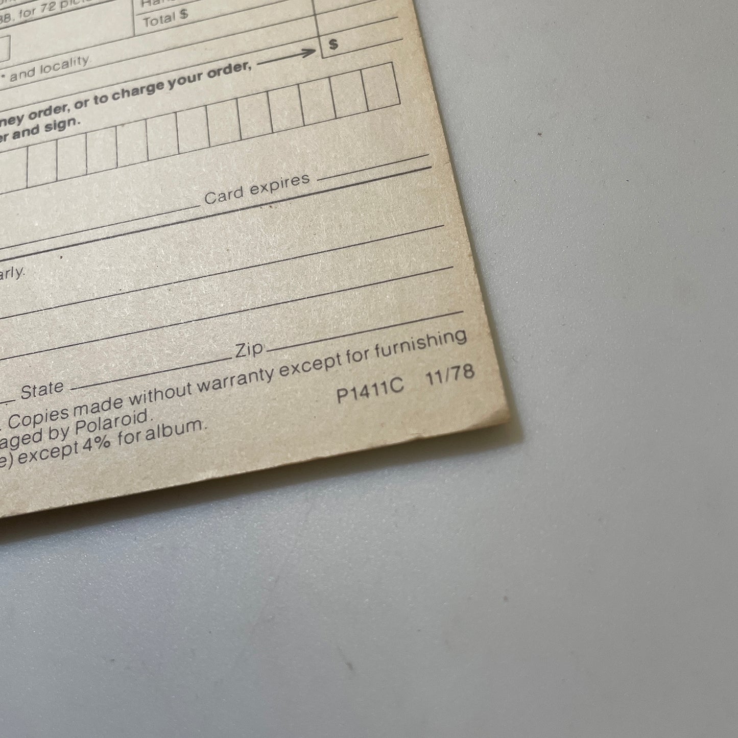40111 | copy order card | P1411C 11/78