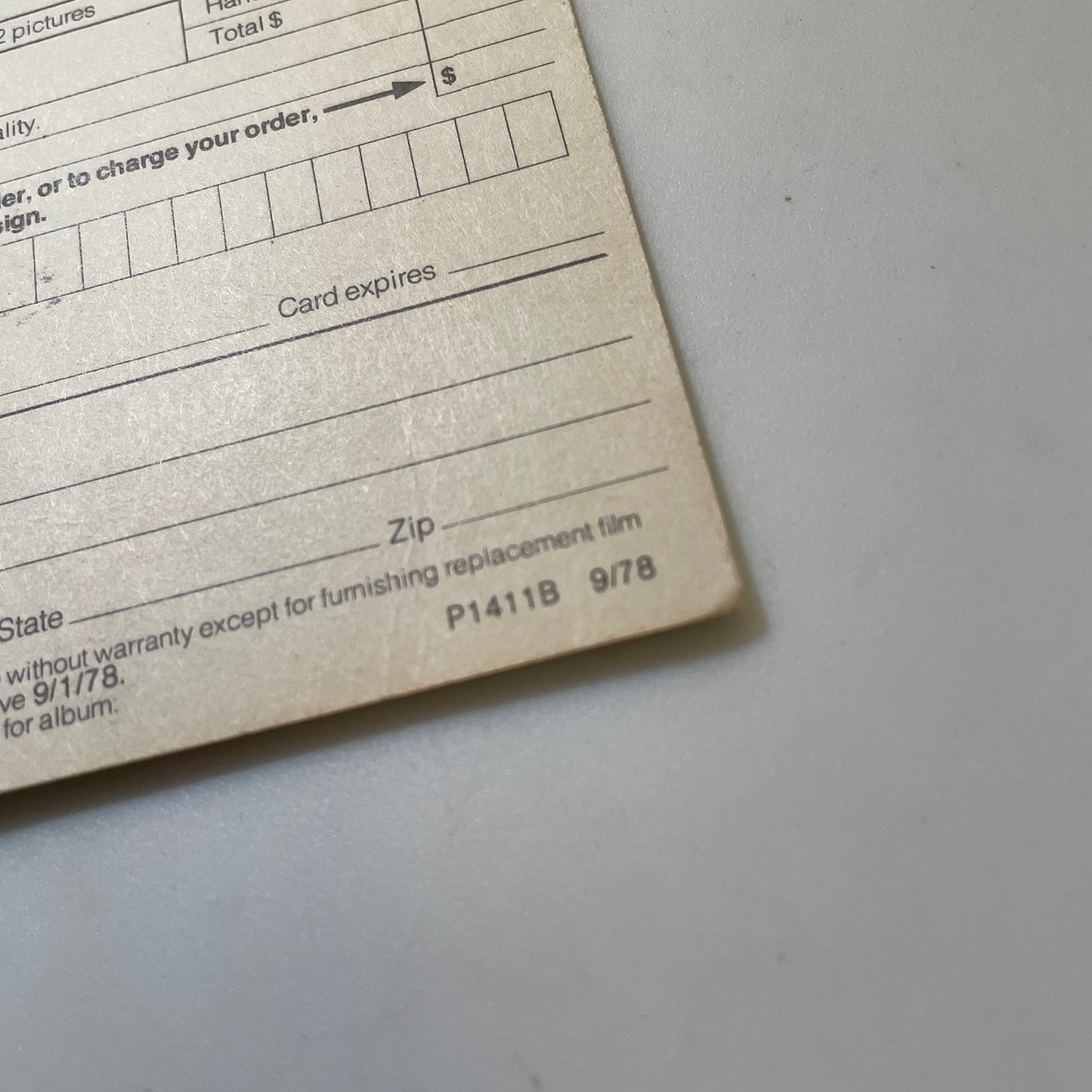 40111 | copy order card | P1411B 9/78