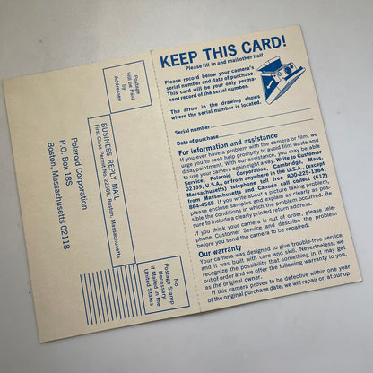 40111 | SX-70 reg card | P996 9/73
