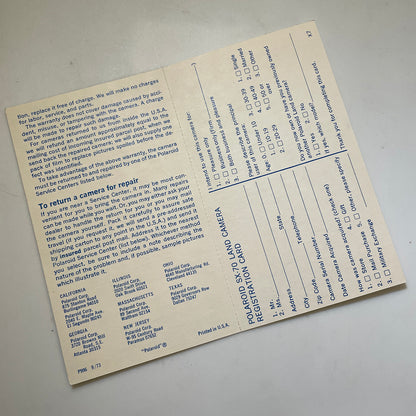 40111 | SX-70 reg card | P996 9/73