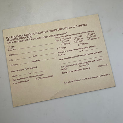 40111 | polatronic flash reg card | P1676 8/78