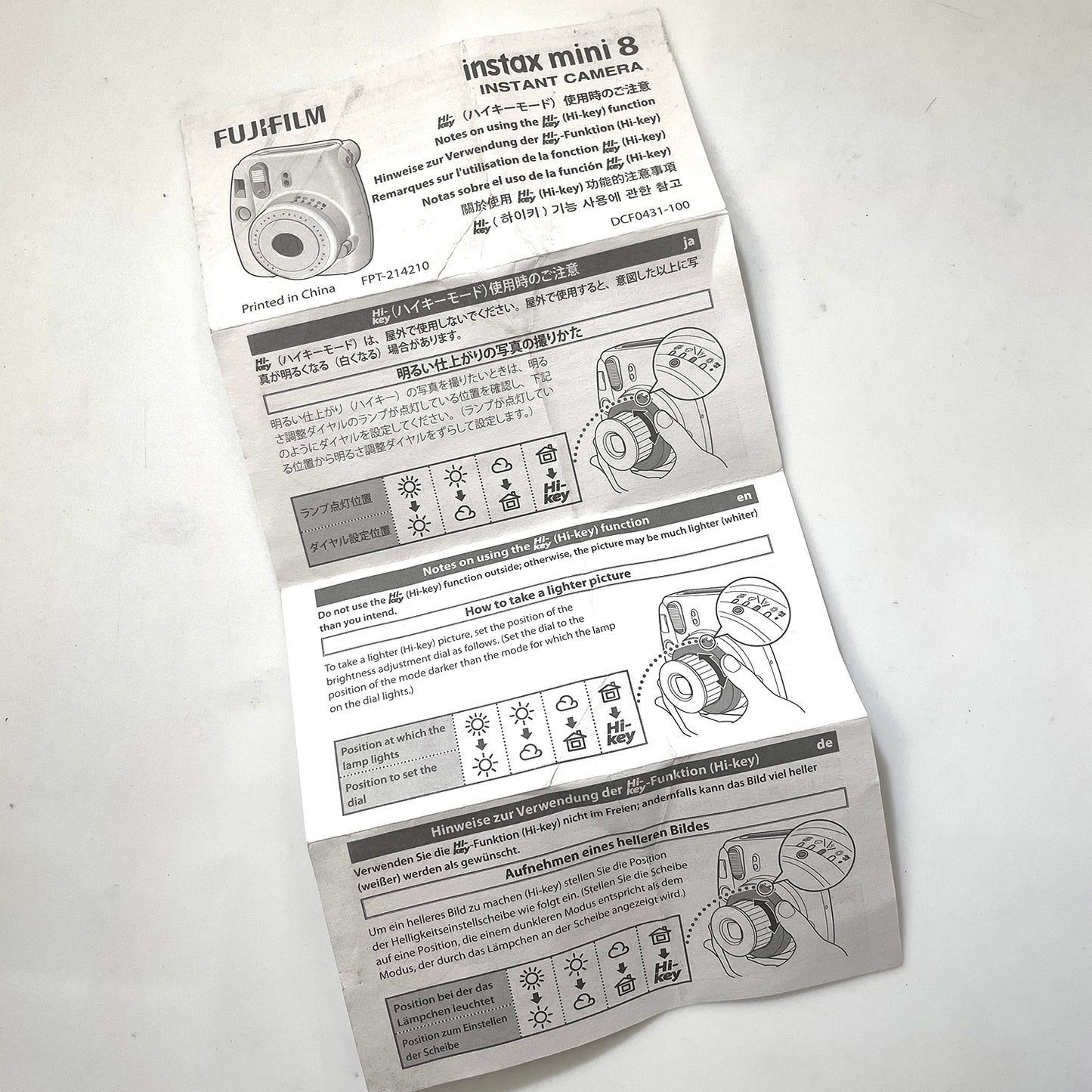 40132 | instax 8 note on using the Hi-key function | FPT-214210 DCF0431-100