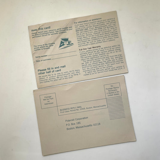 40111 | SX-70 reg card alpha executive | P1296 8/76