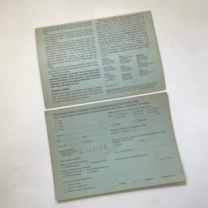 40111 | packfilm minutemaker reg card | P1335A 1/77