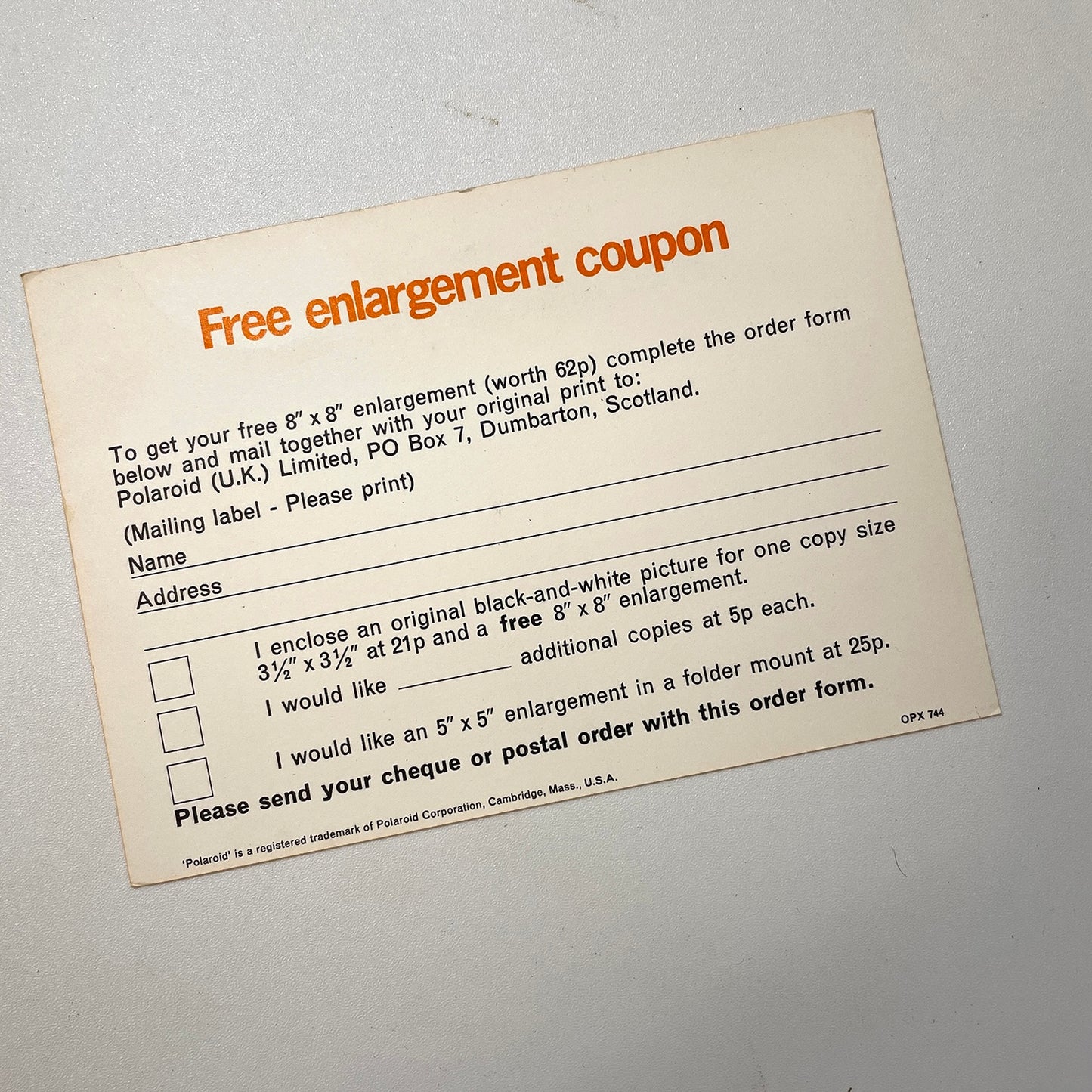40111 | free enlargement offer | OPX 744