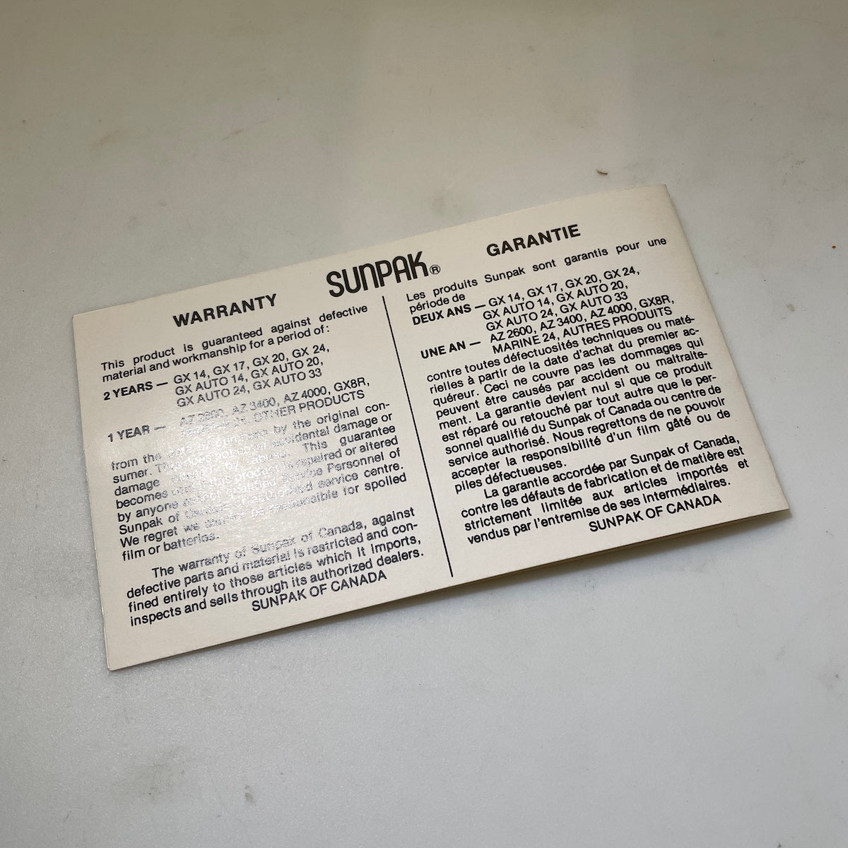 40111 | SX-70_z flash sunpak 70K reg card canada