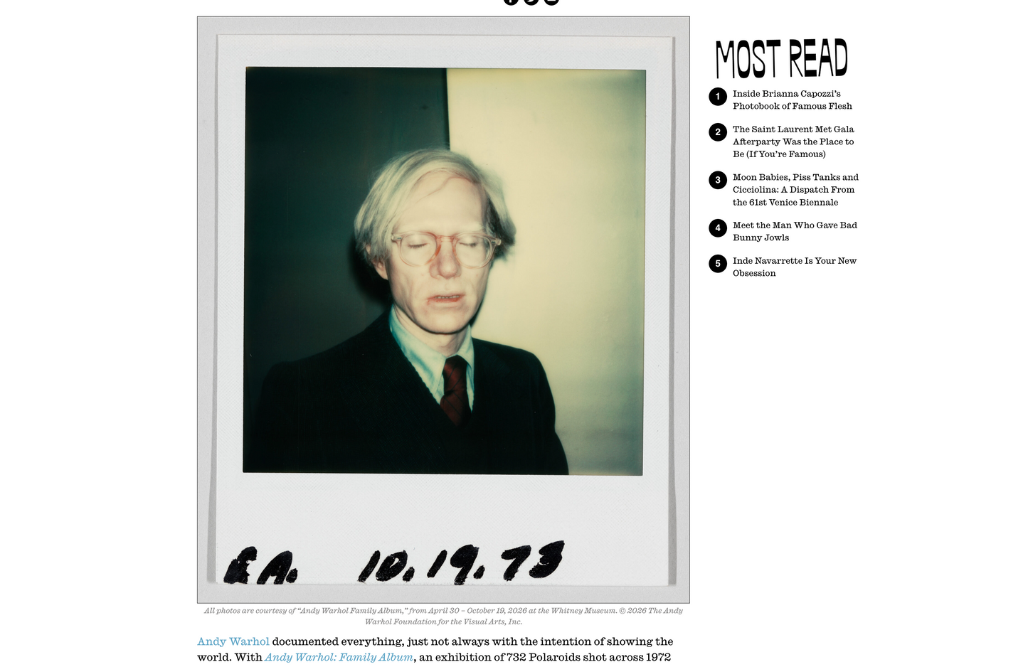 article | Andy Warhol’s Life in 732 Polaroids - interview magazine
