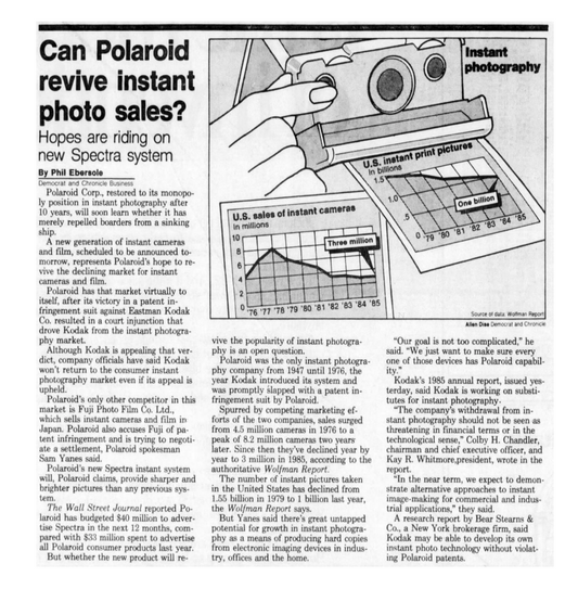 40051 | democrat and chronicle - spectra can polaroid revive instant photo sales  1986-04-01