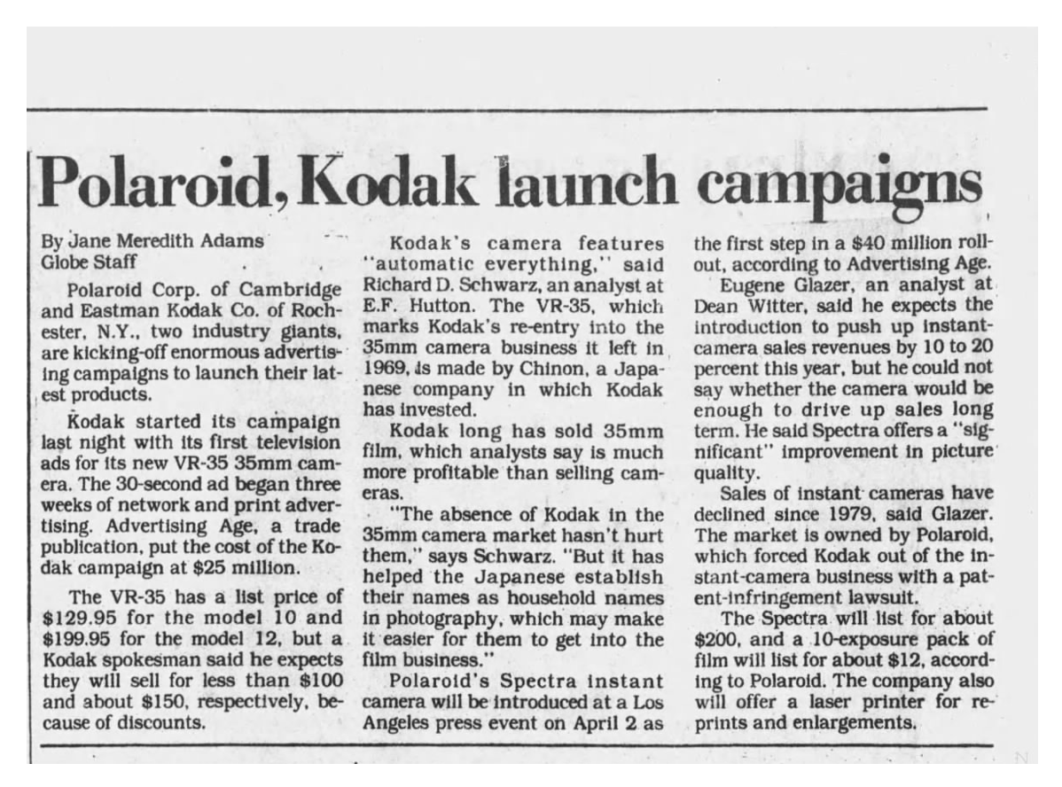 40051 | boston globe - polaroid Kodak launch campaigns 1986-03-25