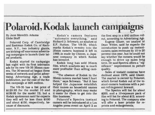 40051 | boston globe - polaroid Kodak launch campaigns 1986-03-25