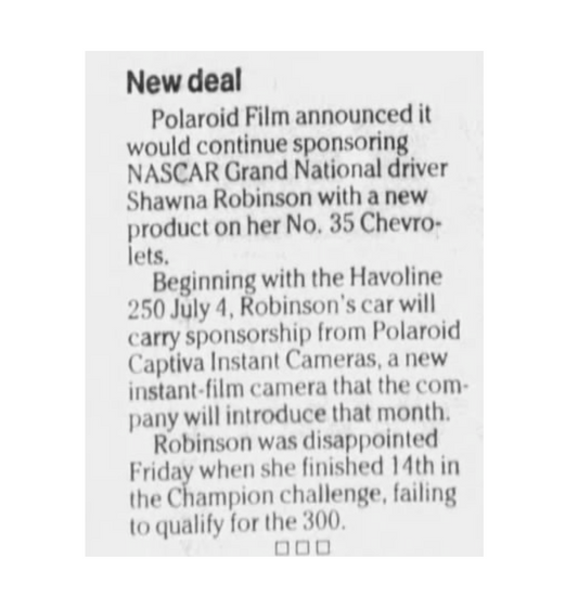 40051 | Charlotte observer - sponsoring NASCAR driver shawna robinson 1993-05-29